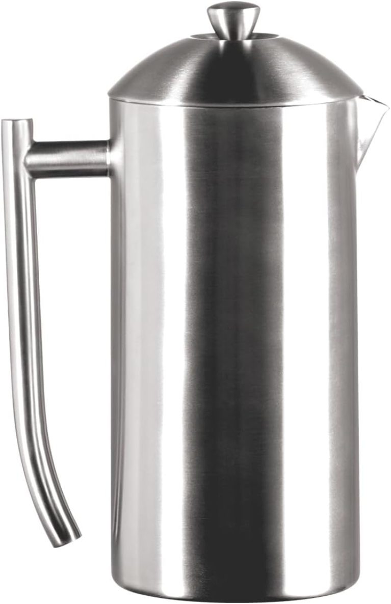 Frieling 0144 Cafetière à piston double paroi en acier inoxydable brossé mat 1065 ml avec double tamis breveté